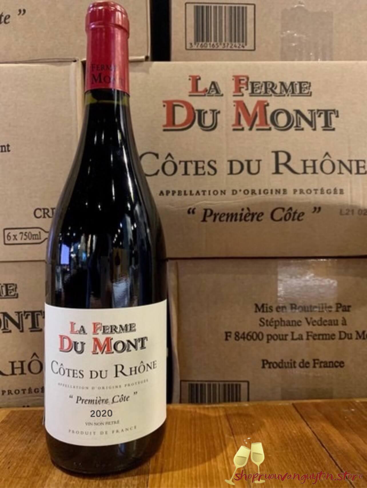 rượu vang Pháp La Ferme Du Mont – Côtes du Rhône – Première Côte 2020