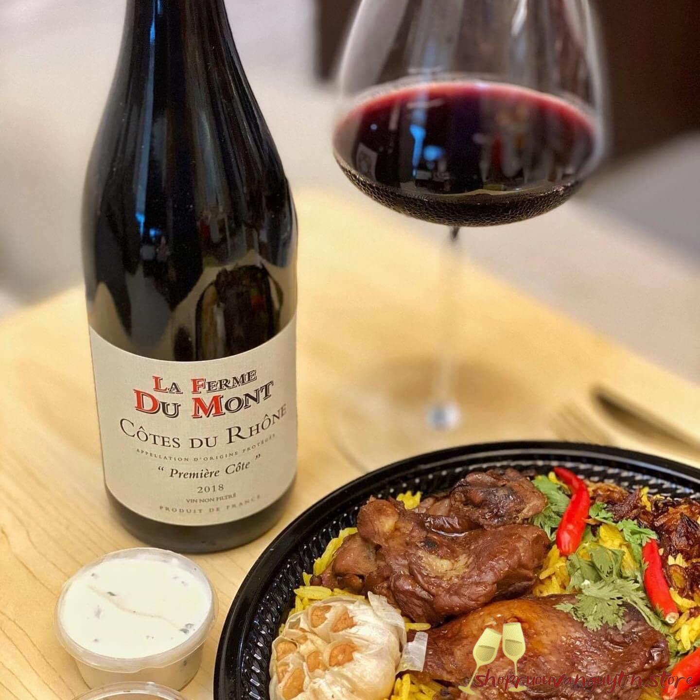 rượu vang Pháp La Ferme Du Mont – Côtes du Rhône – Première Côte 2020