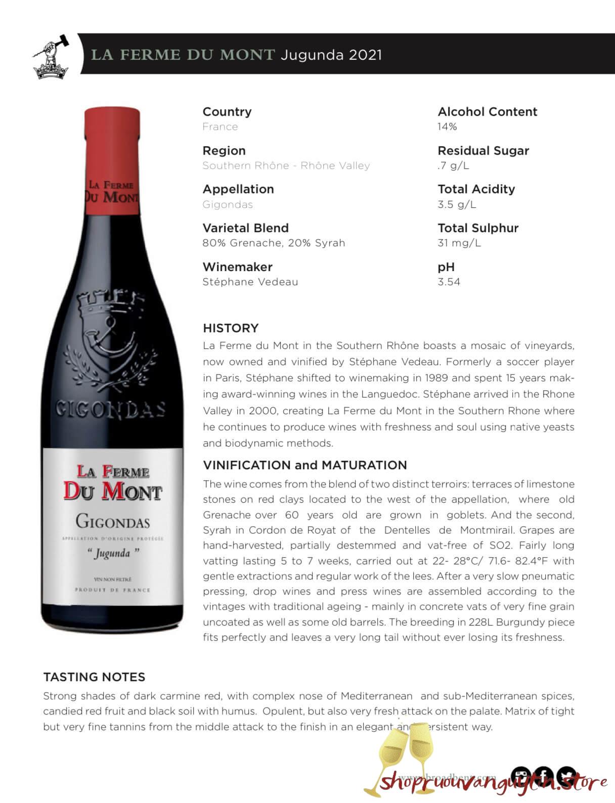 rượu vang Pháp La Ferme du Mont – Gigondas – Jugunda