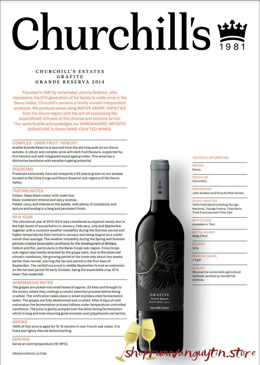 Rượu Vang Đỏ Churchill’s Estates Grafite Grand Reserva – 2014