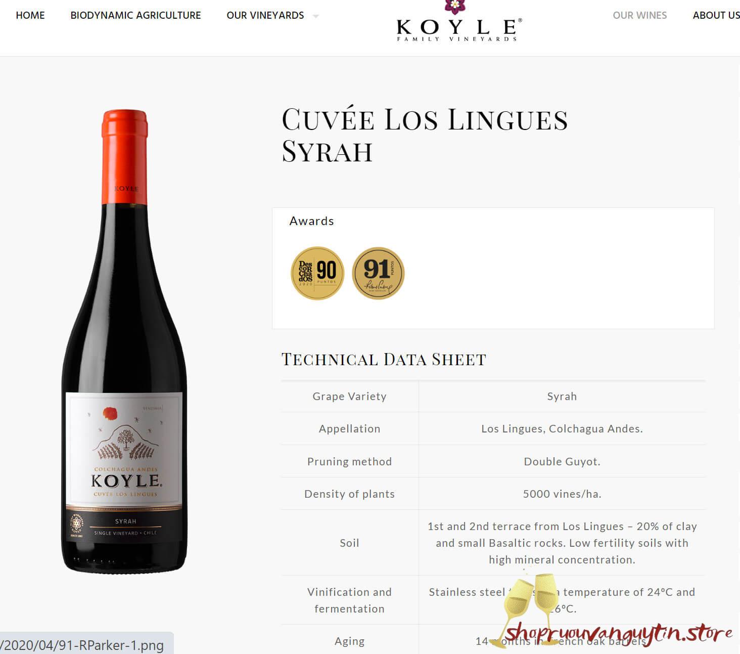 Rượu Vang Chile Koyle Cuvee Los Lingues Syrah - Hình ảnh 3
