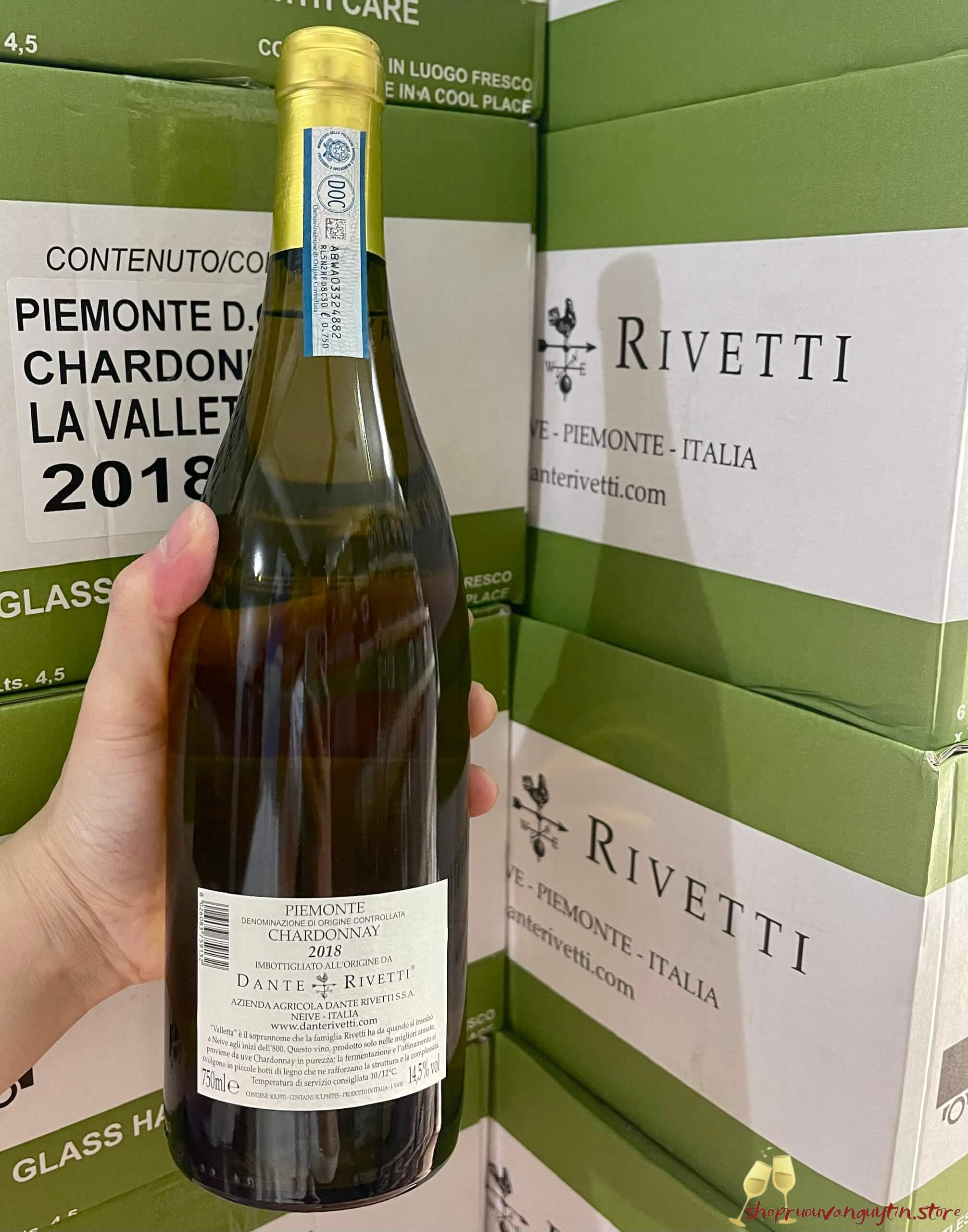 rượu vang Ý Dante Rivetti Chardonnay LA VALLETTA Piemonte DOC