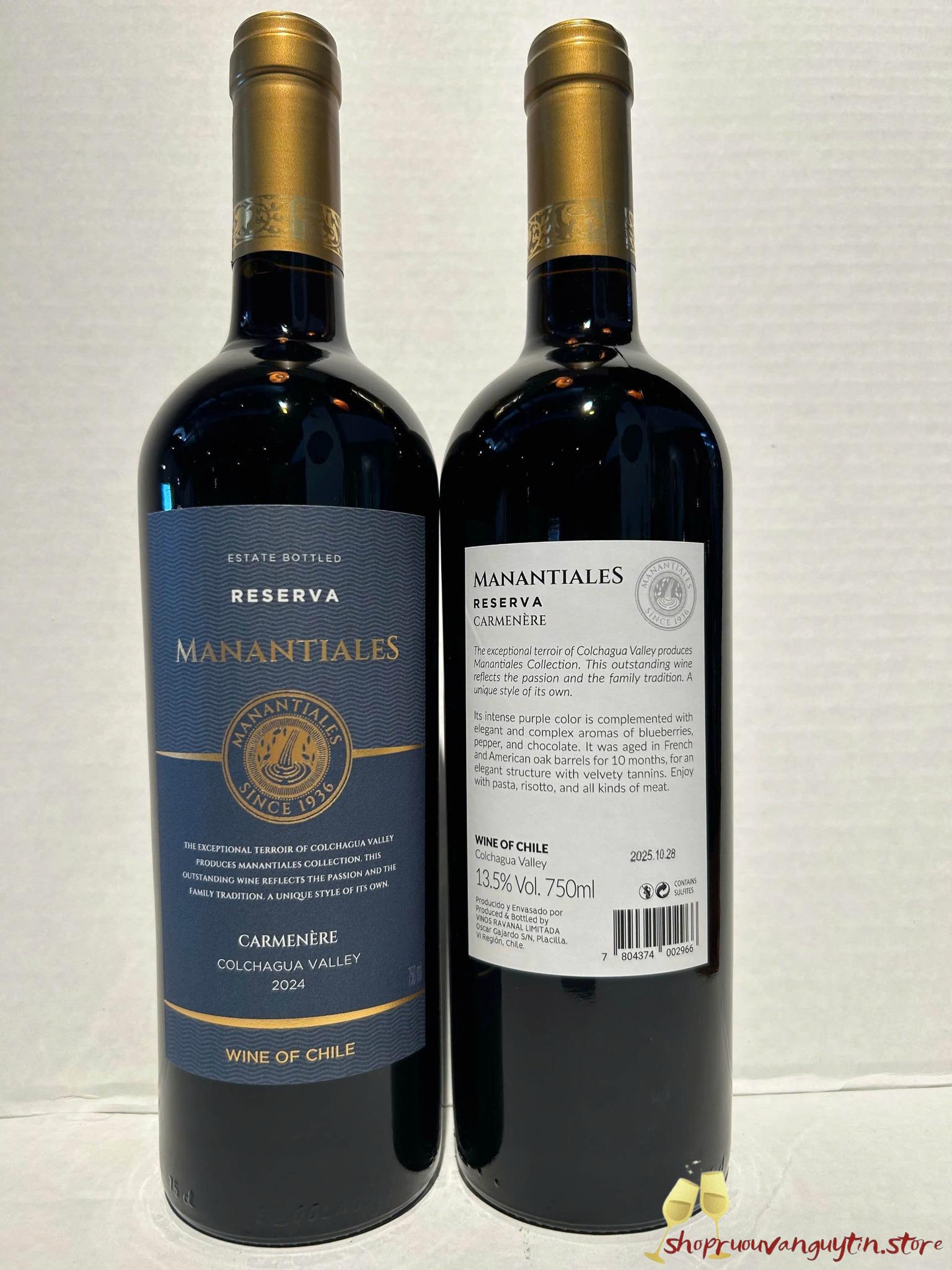 Rượu Vang Chile Manatiales Reserva Carmenere - Hình ảnh 2