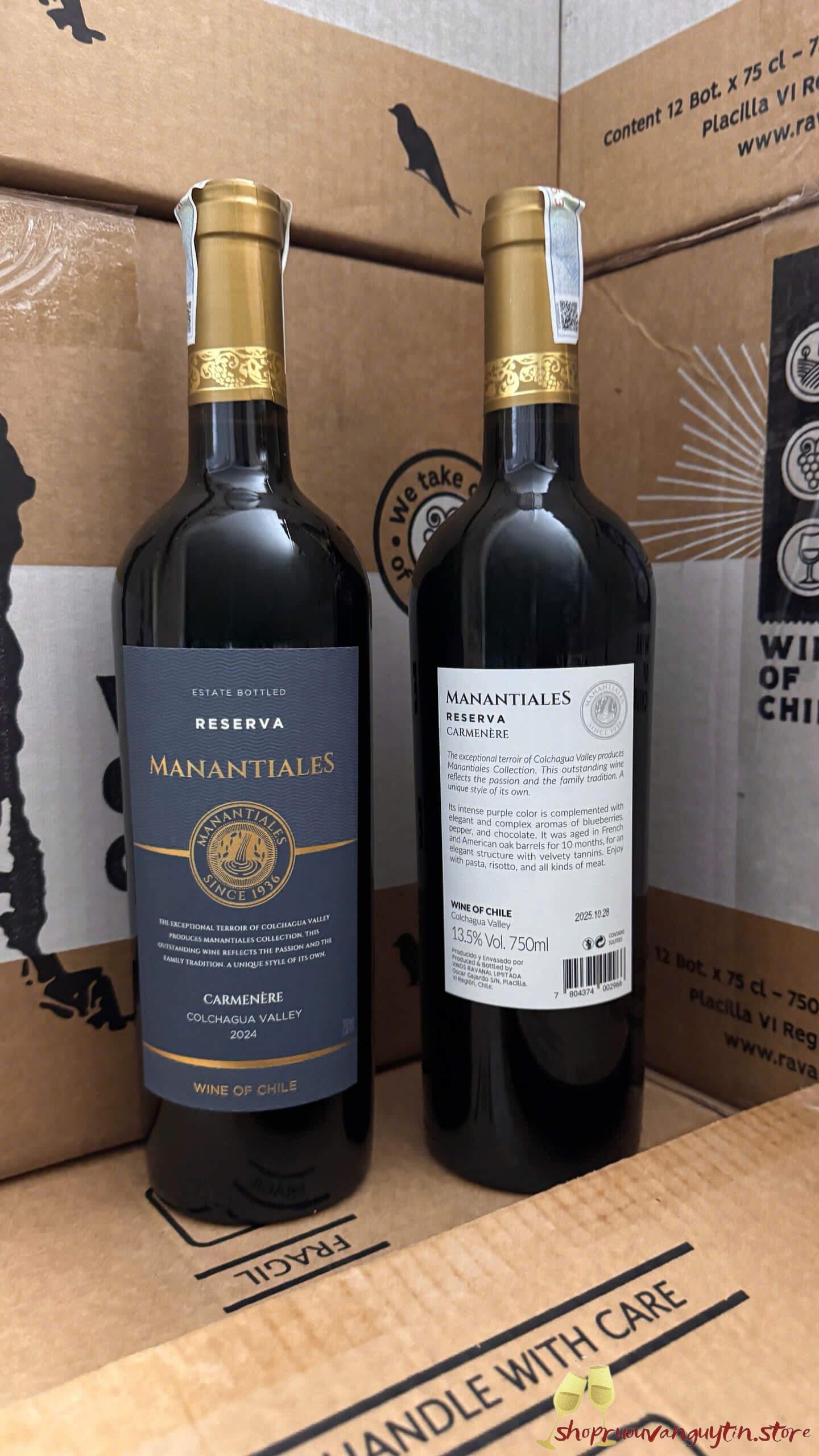 Rượu Vang Chile Manantiales Reserva Carmenere - Hình ảnh 3